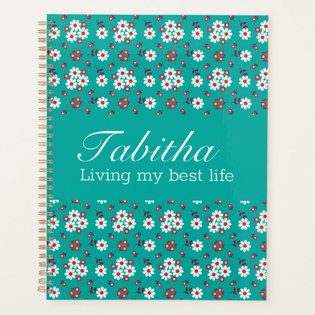 Joli motif floral sur Aqua (Devant)