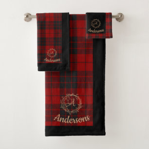 Joli Motif Plaid Nom de famille Monogramme Noël