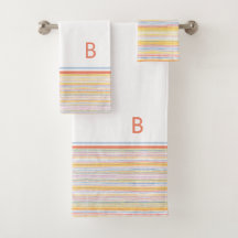 Joli Motif rayures colorées Bleu Orange Monogramme