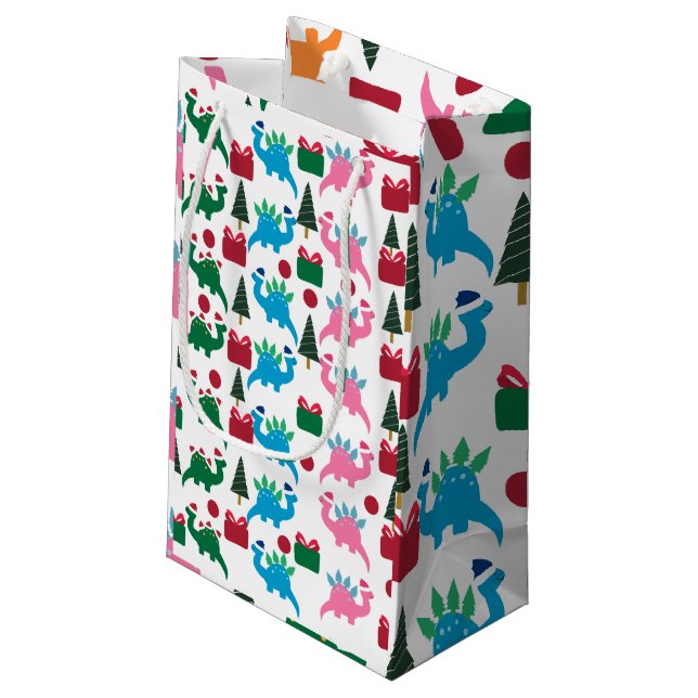 Joli Noël Dinosaures Petit Sac Cadeau (Dos Angle)