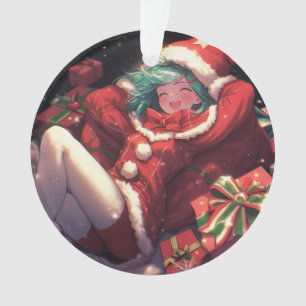 Joli Noël Excité Père Noël Cadeaux Anime Girl