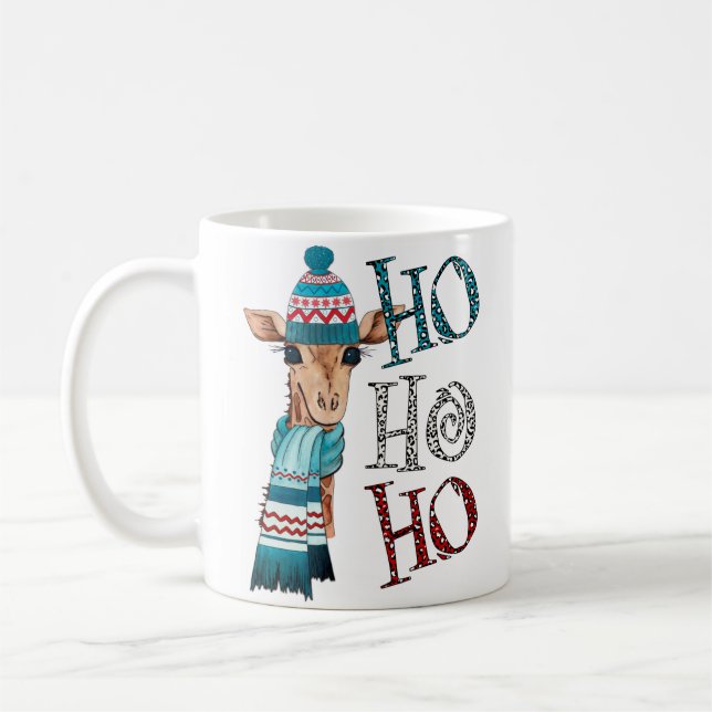 Joli Noël Ho Ho Ho Giraffe Café Mug (Gauche)