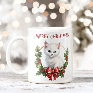 Joli Noël Kitty Chat Amant Nom Mug