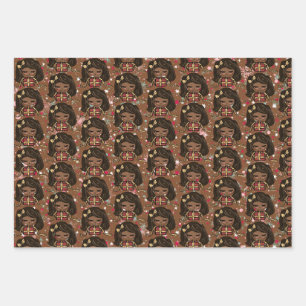 Joli Noël Papier Enveloppant Fille Noire
