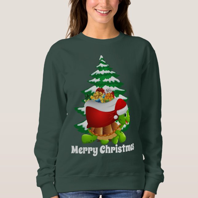 Joli Noël Père Noël sweatshirt de tortue (Devant)