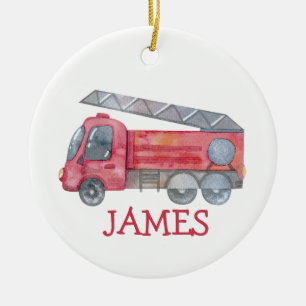 Joli Noël personnalisé ornement de camion de feu