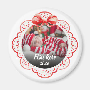 Joli noeud de Noël Magnet Photo de bébé nouveau-né