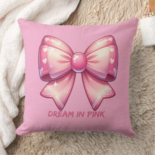Joli nœud rose - Rêve en rose Coussin de jet