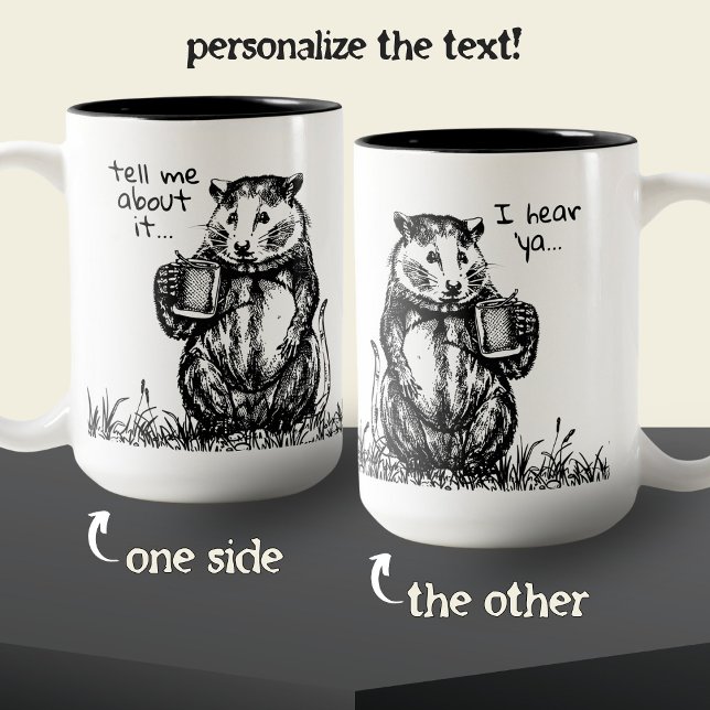 Joli noir et blanc Opossum Esquisse Mug (Créateur téléchargé)