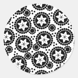 Joli noir fleurs blanches Sticker