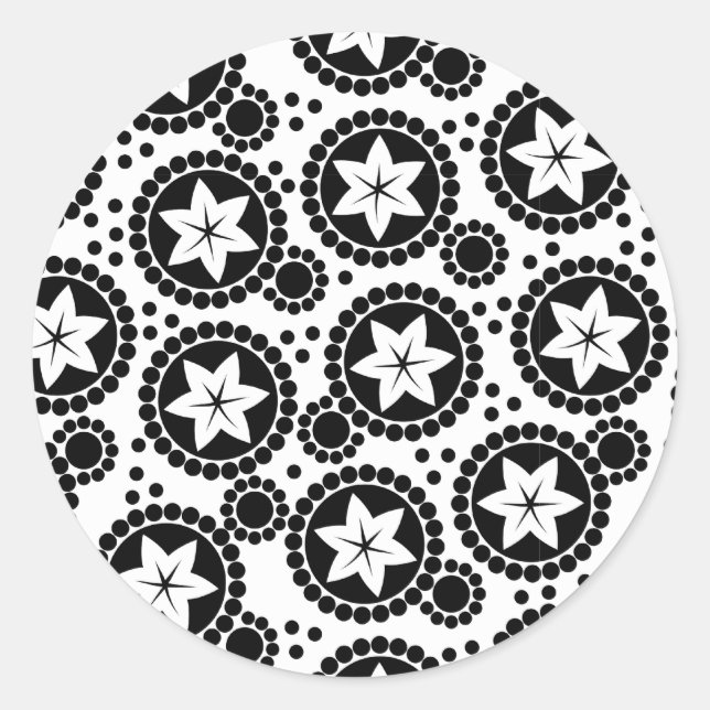 Joli noir fleurs blanches Sticker (Devant)