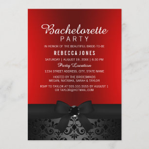 Joli Noir & Rouge Bow Bachelorette Invitation
