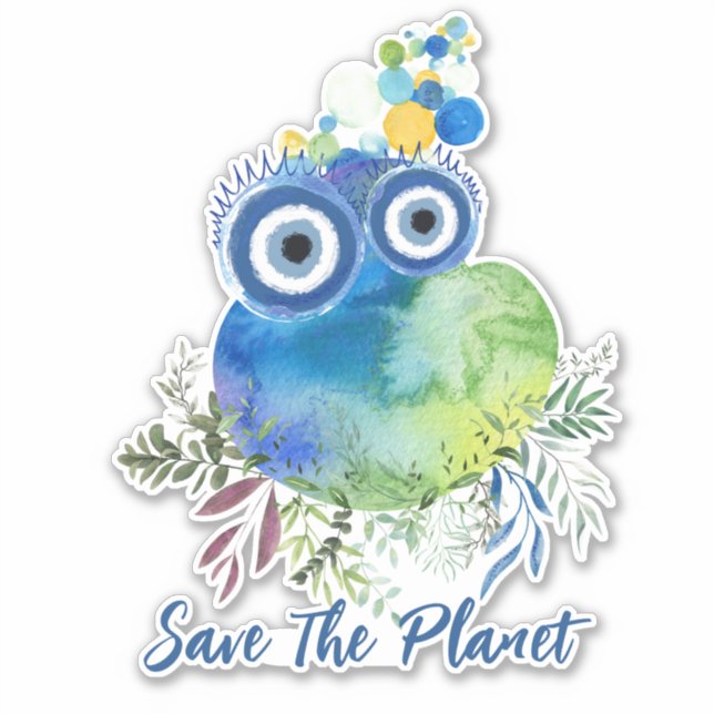 Joli Oiseau Sauvez le Sticker Planète (Devant)