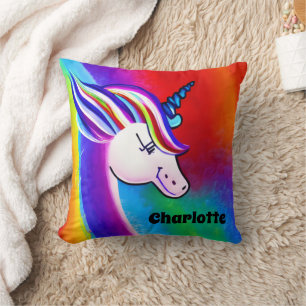 Joli oreiller personnalisé arc-en-ciel Unicorn Jeu