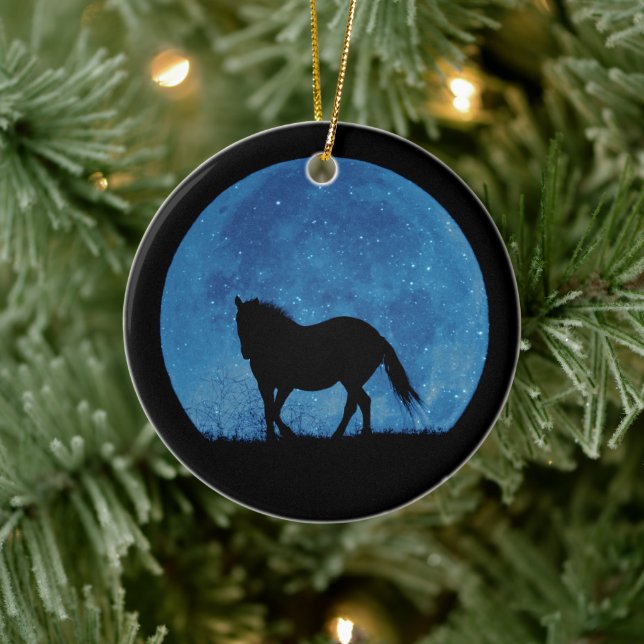 Joli ornement de Noël de Cheval et de Lune (Arbre)