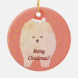 Joli ornement en céramique de chien Pomeranian