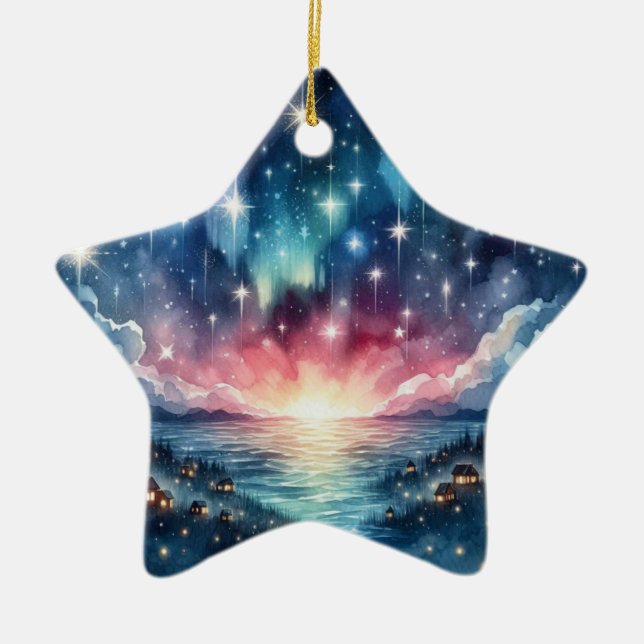 Joli ornement en étoile de Noël, nuit étoilée (Devant)