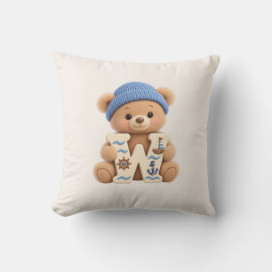 Joli Ours en Peluche Lettre W Coussin de Lancement