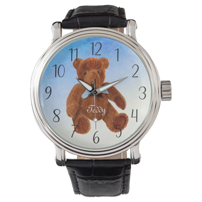 Joli Ours Teddy Brown Aquarelle Montre (devant)