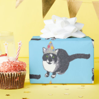 Joli papier cadeau d'anniversaire pour chat en smo