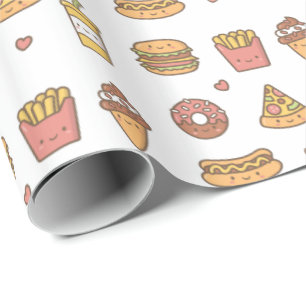 Joli papier cadeau de gribouillages de fast-food p