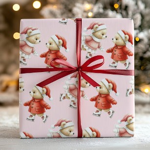Joli papier cadeau de Noël rose