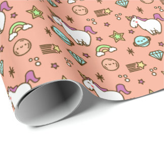 Joli papier cadeau licorne et arc-en-ciel | Pastel