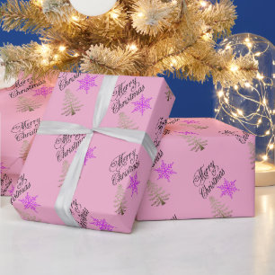 Joli papier cadeau rose de Noël