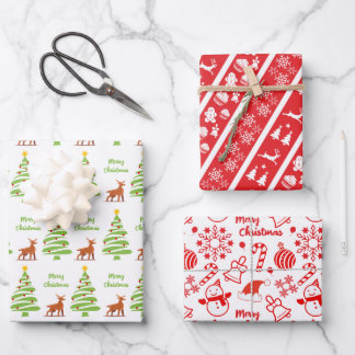 joli papier d'enveloppement de noël ensemble plat 