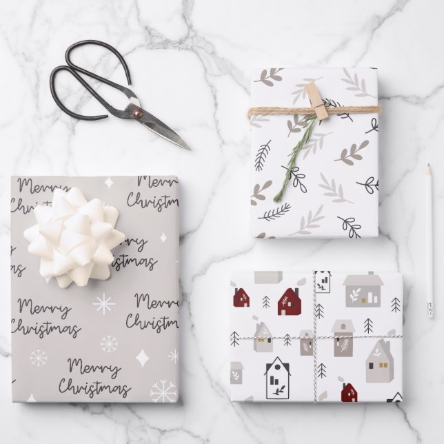 Joli papier d'enveloppement de Noël scandinave (Recto)