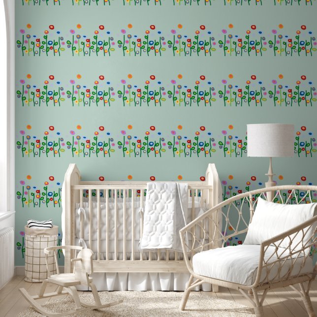 Joli papier peint de pépinière fleur sauvage (Enfants)