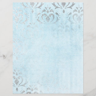 Joli papier scrapbooking vintage argent et bleu