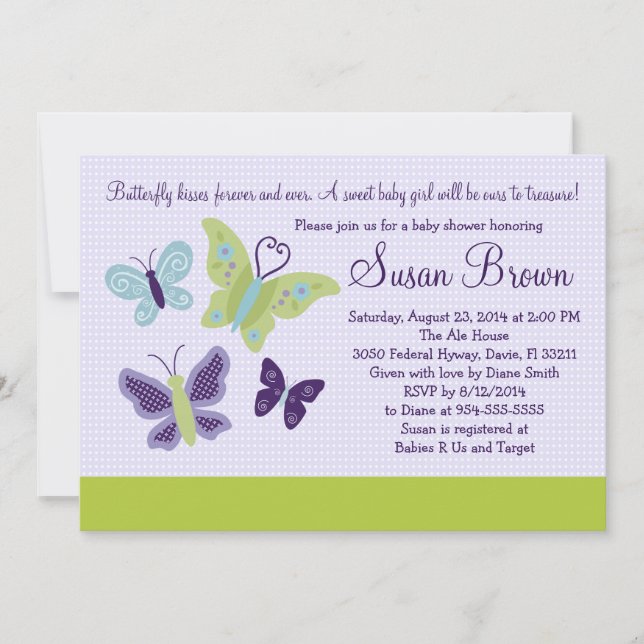 Joli papillon Baby shower papillon Invitation (Devant)