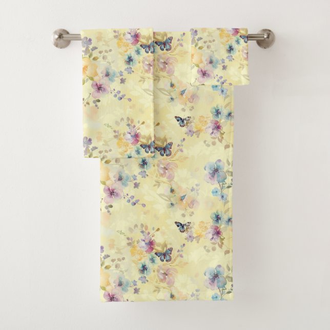 Joli papillon jaune floral Pastel (En situation)