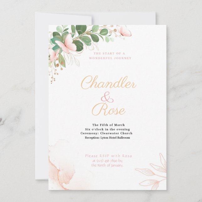 Joli papillon rose Faire-part de mariage (Devant)