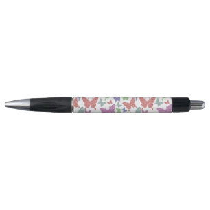 Joli papillons pastel sur stylo à encre noire bla