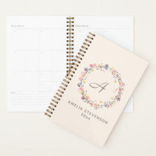 Joli Pastel Floral Wreath Monogramme Personnalisé