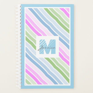 Joli Pastel rayé Monogramme moderne