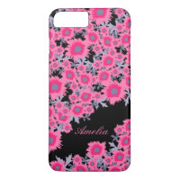 Joli pavot rose noir damassé nom coque iphone