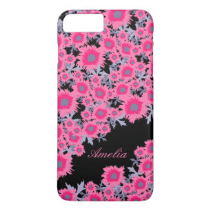 Joli pavot rose noir damassé nom coque iphone