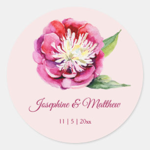 Joli Peony Aquarelle Mariage Stickers