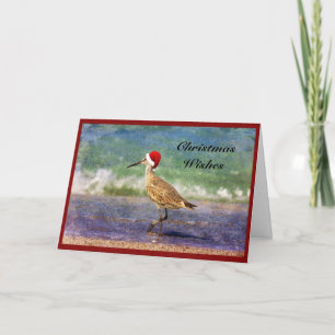 Joli Père Noël Bird à la carte de Noël de la plage