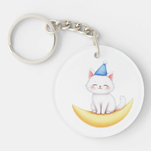 Joli petit chaton blanc sur un porte-clés en acryl