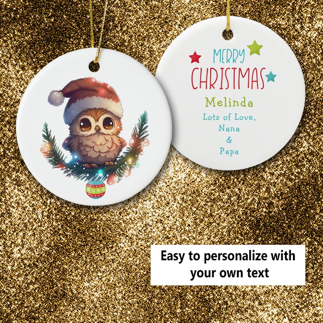 Joli petit hibou joyeux ornement de Noël (Créateur téléchargé)