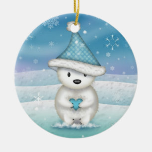 Joli petit ours polaire ornement de Noël