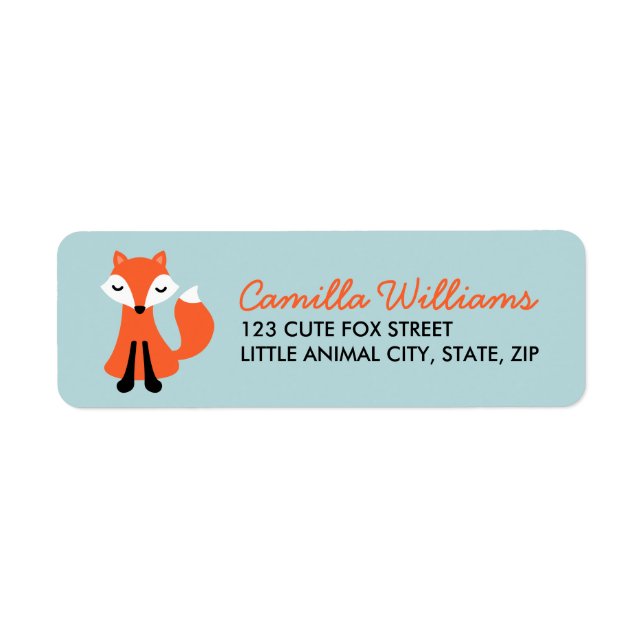 Joli petit renard étiquettes d'adresse de retour p (Devant)