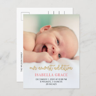 Joli Pink Script photo Faire-part bébé