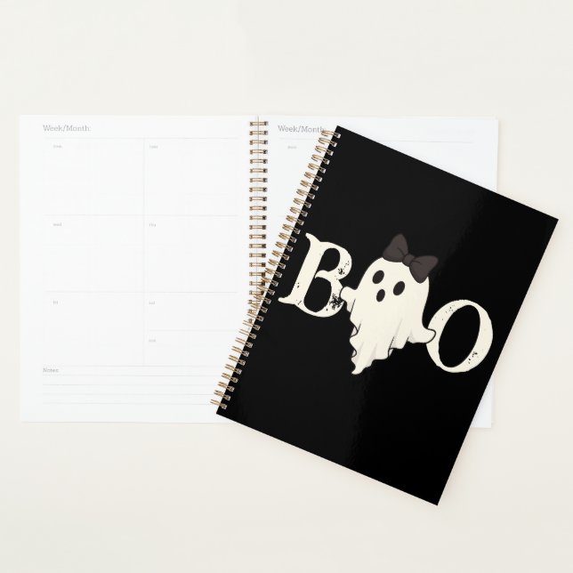 Joli planificateur Halloween - "Boo" Ghost avec Bo (Devant avec enveloppe)
