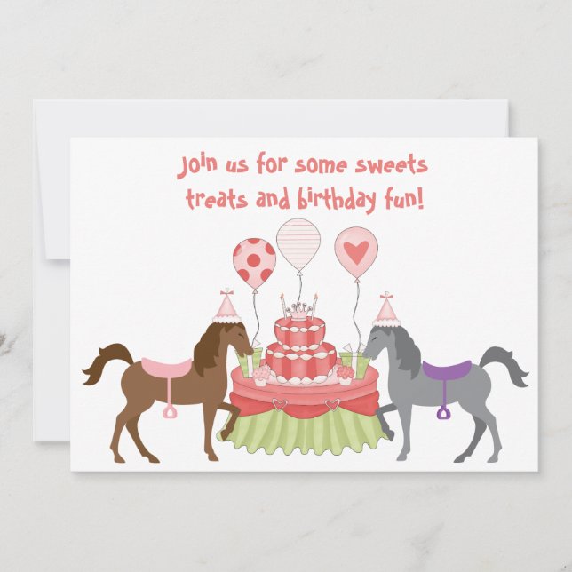 Joli Ponies Horse Anniversaire Invitation (Devant)
