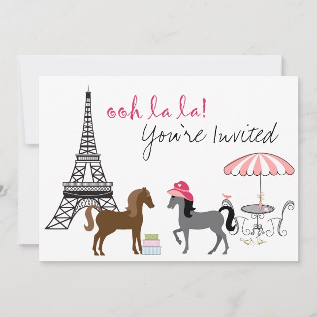 Joli Ponies Paris Horse Invitation Anniversaire (Devant)